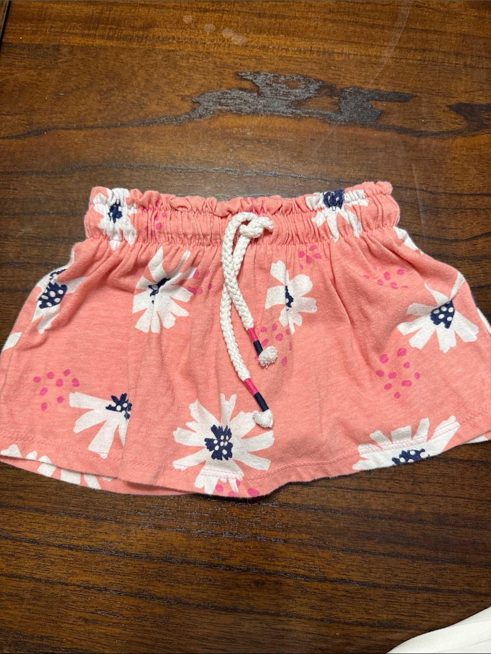 Cat & Jack Coral Pink Floral Drawstring Skirt